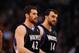 Mar. 1, 2012; Phoenix, AZ, USA; Minnesota Timberwolves forward (42) Kevin Love and center (14) Nikola Pekovic against the Phoenix Suns at the US Airways Center. The Suns defeated the Timberwolves 104-95. Mandatory Credit: Mark J. Rebilas-USA TODAY Sports