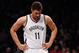 NEW YORK, NY - DECEMBER 12: Brook Lopez #11 of the Brooklyn Nets looks on during the first half against the Los Angeles Clippers at Barclays Center on December 12, 2013 in the Brooklyn borough of New York City. NOTE TO USER: User expressly acknowledges and agrees that, by downloading and/or using this photograph, user is consenting to the terms and conditions of the Getty Images License Agreement. (Photo by Maddie Meyer/Getty Images)