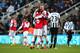 NEWCASTLE UPON TYNE, ENGLAND - DECEMBER 29: Per Mertesacker of Arsenal celebrates victory with Laurent Koscielny after the Barclays Premier League match between Newcastle United and Arsenal at St James' Park on December 29, 2013 in Newcastle upon Tyne, England. (Photo by Jan Kruger/Getty Images)