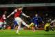 LONDON, ENGLAND - JANUARY 01: Nicklas Bendtner of Arsenal scores their first goal during the Barclays Premier League match between Arsenal and Cardiff City at Emirates Stadium on January 1, 2014 in London, England. (Photo by Shaun Botterill/Getty Images)
