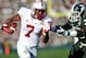 January 1, 2014; Pasadena, CA, USA; Stanford Cardinal wide receiver Ty Montgomery (7) runs the ball against the defense of Michigan State Spartans cornerback Trae Waynes (15) during the first half at Rose Bowl. Mandatory Credit: Gary A. Vasquez-USA TODAY Sports