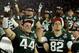 PASADENA, CA - JANUARY 01: Defensive end Marcus Rush #44 and tight end Josiah Price #82 of the Michigan State Spartans celebrate after defeating the Stanford Cardinal 24-20 in the 100th Rose Bowl Game presented by Vizio at the Rose Bowl on January 1, 2014 in Pasadena, California. (Photo by Harry How/Getty Images)
