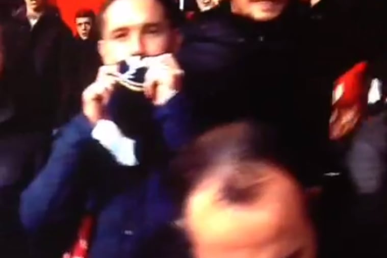 Manchester United Fan Accidentally Kisses Spurs Side of His Half-and-Half Scarf