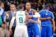 BOSTON, MA - JANUARY 24: Rajon Rondo #9 of the Boston Celtics greets J.R. Smith #8 of the New York Knicks following their game on January 24, 2013 at the TD Garden in Boston, Massachusetts. NOTE TO USER: User expressly acknowledges and agrees that, by downloading and or using this photograph, user is consenting to the terms and conditions of the Getty Images License Agreement. Mandatory Copyright Notice: Copyright 2013 NBAE (Photo by Brian Babineau/NBAE via Getty Images)
