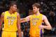 LOS ANGELES, CA - MARCH 16: Andrew Bynum #17 and Pau Gasol #16 of the Los Angeles Lakers share a word during their game against the Minnesota Timberwolves at Staples Center on March 16, 2012 in Los Angeles, California. NOTE TO USER: User expressly acknowledges and agrees that, by downloading and/or using this Photograph, user is consenting to the terms and conditions of the Getty Images License Agreement. Mandatory Copyright Notice: Copyright 2012 NBAE (Photo by Andrew D. Bernstein/NBAE via Getty Images)