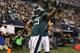 Dec 29, 2013; Arlington, TX, USA; Philadelphia Eagles running back LeSean McCoy (25) celebrates his second quarter touchdown with receiver Riley Cooper (14) against the Dallas Cowboys at AT&T Stadium. Mandatory Credit: Matthew Emmons-USA TODAY Sports