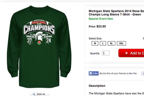 Photo: Michigan State Rose Bowl Shirts Have the Wrong Score