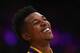 LOS ANGELES, CA - OCTOBER 29: Nick Young #0 of the Los Angeles Lakers smiles prior to the start of the game against the Los Angeles Clippers at Staples Center on October 29, 2013 in Los Angeles, California. NOTE TO USER: User expressly acknowledges and agrees that, by downloading and or using this photograph, User is consenting to the terms and conditions of the Getty Images License Agreement. (Photo by Jeff Gross/Getty Images)