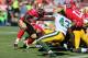 Sep 8, 2013; San Francisco, CA, USA; San Francisco 49ers running back Frank Gore (21) carries the ball for a touchdown against the Green Bay Packers during the fourth quarter at Candlestick Park. The San Francisco 49ers defeated the Green Bay Packers 34-28. Mandatory Credit: Kelley L Cox-USA TODAY Sports
