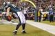 PHILADELPHIA, PA - DECEMBER 22: Tight end Brent Celek #87 of the Philadelphia Eagles celebrates after making a catch in the end zone for a touchdown against the Chicago Bears in the first quarter during a game at Lincoln Financial Field on December 22, 2013 in Philadelphia, Pennsylvania. (Photo by Rich Schultz /Getty Images)