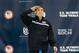 Jan 4, 2014; Kearns, UT, USA; J.R. Celski salutes the crowd after winning the 500m of the U.S. Olympic short track speedskating trials at Utah Olympic Oval. Mandatory Credit: Chris Nicoll-USA TODAY Sports