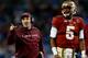 CHARLOTTE, NC - DECEMBER 07: Head coach Jimbo Fisher and quarterback Jameis Winston #5 of the Florida State Seminoles looks on against the Duke Blue Devils during the ACC Championship game at Bank of America Stadium on December 7, 2013 in Charlotte, North Carolina. (Photo by Streeter Lecka/Getty Images)