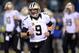 Jan 4, 2014; Philadelphia, PA, USA; New Orleans Saints quarterback Drew Brees (9) warms up before the 2013 NFC wild card playoff football game against the Philadelphia Eagles at Lincoln Financial Field. Mandatory Credit: Joe Camporeale-USA TODAY Sports