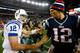 FOXBORO, MA - NOVEMBER 18: Andrew Luck #12 of the Indianapolis Colts shakes hands with Tom Brady #12 of the New England Patriots following their game on November 18, 2012 at Gillette Stadium in Foxboro, Massachusetts. (Photo by Jared Wickerham/Getty Images)