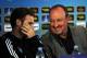 LONDON, ENGLAND - MAY 01: Juan Mata (L) of Chelsea whispers to Interim Manager Rafa Benitez after he is asked questions about Benitez's management and future of the club during the Chelsea Press Conference at Stamford Bridge on May 1, 2013 in London, England. (Photo by Christopher Lee/Getty Images)