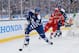 ANN ARBOR, MI - JANUARY 01: Nazem Kadri #43 of the Toronto Maple Leafs controls the puck against Henrik Zetterberg #40 of the Detroit Red Wings in the first period during the 2014 Bridgestone NHL Winter Classic on January 1, 2014 at Michigan Stadium in Ann Arbor, Michigan. (Photo by Dave Sandford/NHLI via Getty Images)