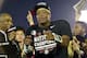 Jan 6, 2014; Pasadena, CA, USA; Florida State Seminoles quarterback Jameis Winston (5) celebrates after winning the 2014 BCS National Championship game against Auburn Tigers 34-31 at the Rose Bowl. Mandatory Credit: Richard Mackson-USA TODAY Sports