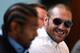 LONDON, ENGLAND - JULY 11: Tyson Fury (R) speaks beside David Haye during a press conference to announce their upcoming title fight on July 11, 2013 in London, England. (Photo by Clive Rose/Getty Images)