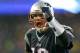 FOXBORO, MA - DECEMBER 29: Tom Brady #12 of the New England Patriots reacts after a touchdown by LeGarrette Blount during a game with the Buffalo Bills at Gillette Stadium on December 29, 2013 in Foxboro, Massachusetts. (Photo by Jim Rogash/Getty Images)