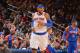 NEW YORK, NY - JANUARY 7: Carmelo Anthony #7 of the New York Knicks smiles during the game against the Detroit Pistons on January 7, 2014 at Madison Square Garden in New York City, New York. NOTE TO USER: User expressly acknowledges and agrees that, by downloading and or using this photograph, User is consenting to the terms and conditions of the Getty Images License Agreement. Mandatory Copyright Notice: Copyright 2013 NBAE (Photo by Jesse D. Garrabrant/NBAE via Getty Images)