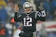 FOXBORO, MA - DECEMBER 29: Tom Brady #12 of the New England Patriots gestures in the red zone during a game with the Buffalo Bills in the second half at Gillette Stadium on December 29, 2013 in Foxboro, Massachusetts. (Photo by Jim Rogash/Getty Images)