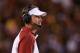 TEMPE, AZ - SEPTEMBER 28: Head coach Lane Kiffin of the USC Trojans watches from the sidelines during the college football game against the Arizona State Sun Devils at Sun Devil Stadium on September 28, 2013 in Tempe, Arizona. The Sun Devils defeated the Trojans 62-41. (Photo by Christian Petersen/Getty Images)