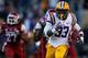 BATON ROUGE, LA - NOVEMBER 29: Jeremy Hill #33 of the LSU Tigers scores a touchdown against the Arkansas Razorbacks at Tiger Stadium on November 29, 2013 in Baton Rouge, Louisiana. The Tigers defeated the Razorbacks 31-27. (Photo by Chris Graythen/Getty Images)