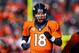 DENVER, CO - JANUARY 12: Quarterback Peyton Manning #18 of the Denver Broncos warms up prior to their AFC Divisional Playoff Game against the San Diego Chargers at Sports Authority Field at Mile High on January 12, 2014 in Denver, Colorado. (Photo by Doug Pensinger/Getty Images)