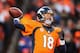 DENVER, CO - JANUARY 12: Peyton Manning #18 of the Denver Broncos passes against the San Diego Chargers during the AFC Divisional Playoff Game at Sports Authority Field at Mile High on January 12, 2014 in Denver, Colorado. (Photo by Christian Petersen/Getty Images)