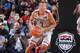 PORTLAND, OR - APRIL 20: Dante Exum #7 on the World Select Team drives against the USA Junior Select Team during the game on April 20, 2013 at the Rose Garden Arena in Portland, Oregon. NOTE TO USER: User expressly acknowledges and agrees that, by downloading and or using this photograph, User is consenting to the terms and conditions of the License Agreement. Mandatory Copyright Notice: Copyright 2012 (Photo by Sam Forencich)