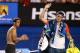 Bernard Tomic is applauded off by Rafa Nadal after retiring.