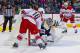 COLUMBUS, OH - JANUARY 10: Sergei Bobrovsky #72 of the Columbus Blue Jackets stops a point blank shot from Elias Lindholm #16 of the Carolina Hurricanes during the third period on January 10, 2014 at Nationwide Arena in Columbus, Ohio. Columbus defeated Carolina 3-0. (Photo by Kirk Irwin/Getty Images)