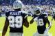 Sep 29, 2013; San Diego, CA, USA; Dallas Cowboys receiver Dez Bryant (88) celebrates with running back DeMarco Murray (29) after a touchdown during the second quarter against the San Diego Chargers at Qualcomm Stadium. Mandatory Credit: Christopher Hanewinckel-USA TODAY Sports