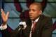 TORONTO, CANADA - June 5: New Raptors GM Masai Ujiri Press Conference on June 5, 2013 at the Air Canada Centre in Toronto, Ontario, Canada. NOTE TO USER: User expressly acknowledges and agrees that, by downloading and or using this Photograph, user is consenting to the terms and conditions of the Getty Images License Agreement. Mandatory Copyright Notice: Copyright 2013 NBAE (Photo by Ron Turenne/NBAE via Getty Images)