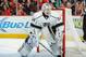 CHICAGO, IL - DECEMBER 15: Goalie Ben Scrivens #54 of the Los Angeles Kings guards the net during the NHL game against the Chicago Blackhawks on December 15, 2013 at the United Center in Chicago, Illinois. (Photo by Bill Smith/NHLI via Getty Images)