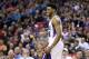 Jan 12, 2014; Sacramento, CA, USA; Sacramento Kings small forward Rudy Gay (8) smiles after a basket and foul against the Cleveland Cavaliers during the third quarter at Sleep Train Arena. The Sacramento Kings defeated the Cleveland Cavaliers 124-80. Mandatory Credit: Kelley L Cox-USA TODAY Sports
