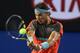 MELBOURNE, AUSTRALIA - JANUARY 16: Rafael Nadal of Spain plays a backhand in his second round match against Thanasi Kokkinakis of Australia during day four of the 2014 Australian Open at Melbourne Park on January 16, 2014 in Melbourne, Australia. (Photo by Mark Kolbe/Getty Images)