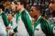BOSTON, MA - JANUARY 15: Rajon Rondo #9 of the Boston Celtics during the national anthem before the game against the Toronto Raptors on January 15, 2014 at the TD Garden in Boston, Massachusetts. NOTE TO USER: User expressly acknowledges and agrees that, by downloading and or using this photograph, User is consenting to the terms and conditions of the Getty Images License Agreement. Mandatory Copyright Notice: Copyright 2014 NBAE (Photo by Brian Babineau/NBAE via Getty Images)