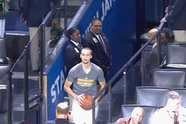 Stephen Curry Casually Knocks Down Shot from the Tunnel Before Playing Denver