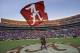 Alabama mascot Big Al waves an Alabama flag following a 45-10 win over Tennessee in an NCAA college football game in Tuscaloosa, Ala., Saturday, Oct. 26, 2013. (AP Photo/Dave Martin)