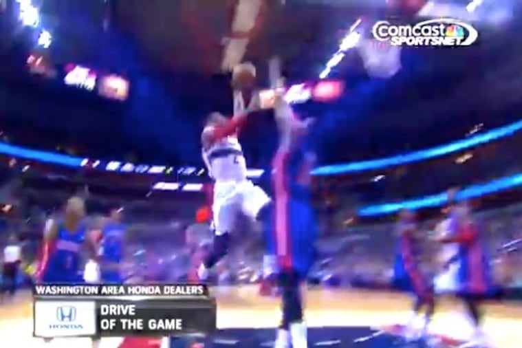 John Wall Throws Down on Detroit Pistons' Greg Monroe
