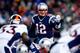 FOXBORO, MA - NOVEMBER 24: Quarterback Tom Brady #12 of the New England Patriots calls a play against the Denver Broncos during a game at Gillette Stadium on November 24, 2013 in Foxboro, Massachusetts. (Photo by Jared Wickerham/Getty Images)