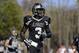 Lindenwood cornerback Pierre Desir warms up before the start of an NCAA football game against Pittsburg State Saturday, Nov. 9, 2013, in St. Charles, Mo. (AP Photo/Jeff Roberson)
