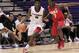 Jul 18, 2013; Washington, DC, USA; Team Canadaplayer Mantaque Caesar-Gill (8) dribbles the ball against Team USA East player Khadeen Carrington (7) during the Nike Global Challenge at Trinity University. Mandatory Credit: Geoff Burke-USA TODAY Sports