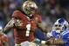 Florida State's Kelvin Benjamin (1) runs past Duke's Ross Cockrell (6) for a touchdown in the second half of the Atlantic Coast Conference Championship NCAA football game in Charlotte, N.C., Saturday, Dec. 7, 2013. (AP Photo/Bob Leverone)