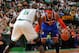 BOSTON, MA - MAY 3: Carmelo Anthony #7 of the New York Knicks handles the ball against Kevin Garnett #5 of the Boston Celtics in Game Six of the Eastern Conference Quarterfinals during the NBA Playoffs on May 3, 2013 at the TD Garden in Boston, Massachusetts. NOTE TO USER: User expressly acknowledges and agrees that, by downloading and or using this photograph, User is consenting to the terms and conditions of the Getty Images License Agreement. Mandatory Copyright Notice: Copyright 2013 NBAE (Photo by Brian Babineau/NBAE via Getty Images)