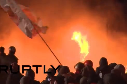 Dynamo Kiev's Stadium Set on Fire During Ukrainian Protest