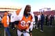 DENVER, CO - JANUARY 19: Julius Thomas #80 of the Denver Broncos celebrates their 26 to 16 win over the New England Patriots during the AFC Championship game at Sports Authority Field at Mile High on January 19, 2014 in Denver, Colorado. (Photo by Justin Edmonds/Getty Images)