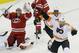 Carolina Hurricanes goalie Justin Peters, left, reacts following Philadelphia Flyers' Scott Hartnell's goal (19), as Flyers' Wayne Simmonds (17) celebrates during the third period of an NHL hockey game in Raleigh, N.C., Tuesday, Nov. 5, 2013. Carolina won 2-1 in overtime. (AP Photo/Gerry Broome)