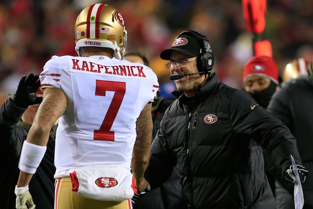 Jim Harbaugh: Colin Kaepernick 'Played His Ass Off'